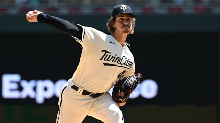 Jul 9, 2023; Minneapolis, Minnesota, USA; Minnesota Twins starting pitcher Joe Ryan (41) throws a pitch against the Baltimore Orioles during the first inning at Target Field. Jul 9, 2023; Minneapolis, Minnesota, USA; Minnesota Twins starting pitcher Joe Ryan (41) throws a pitch against the Baltimore Orioles during the first inning at Target Field.