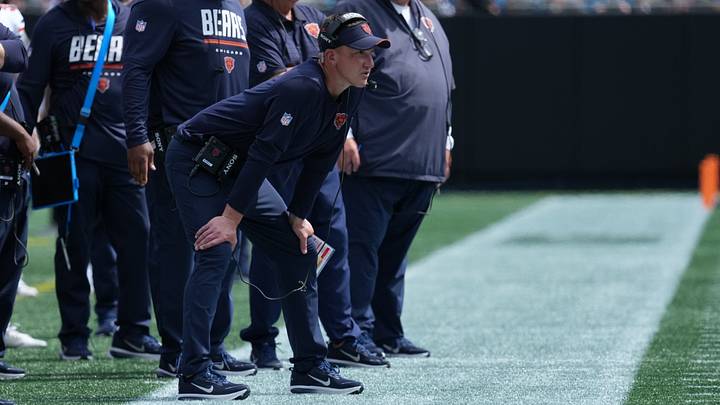 Sep 13, 2026; Charlotte, North Carolina, USA; Chicago Bears head coach Ben Johnson looks on from the sideline in the second quarter against the Carolina Panthers at Bank of America Stadium. Mandatory Credit: Jim Dedmon-Imagn Images Sep 13, 2026; Charlotte, North Carolina, USA; Chicago Bears head coach Ben Johnson looks on from the sideline in the second quarter against the Carolina Panthers at Bank of America Stadium. Mandatory Credit: Jim Dedmon-Imagn Images