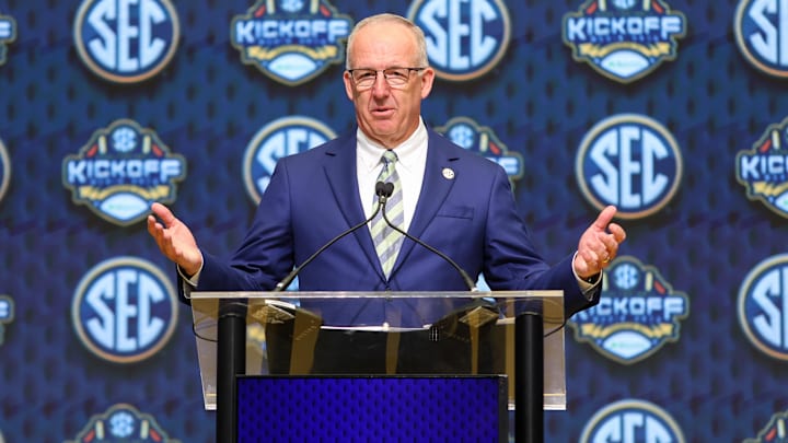 SEC commissioner Greg Sankey spoke with Rich Eisen about a path forward for changes to college football's calendar following the controversy surrounding LSU's in-season hiring of Lane Kiffin. SEC commissioner Greg Sankey spoke with Rich Eisen about a path forward for changes to college football's calendar following the controversy surrounding LSU's in-season hiring of Lane Kiffin.