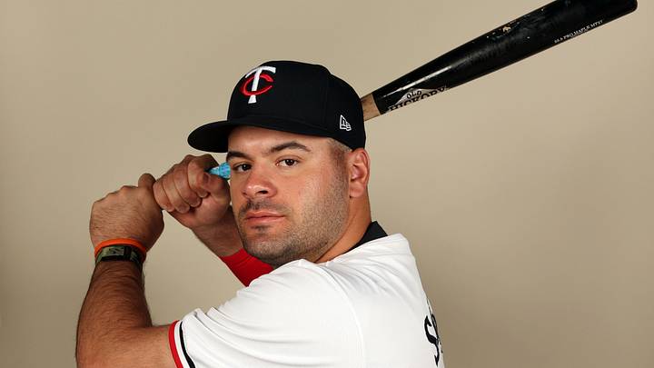 Feb 22, 2024; Lee County, FL, USA; Minnesota Twins infielder Aaron Sabato (96) poses for a photo during photo day at Hammond Stadium. Mandatory Credit: Kim Klement Neitzel-USA TODAY Sports Feb 22, 2024; Lee County, FL, USA; Minnesota Twins infielder Aaron Sabato (96) poses for a photo during photo day at Hammond Stadium. Mandatory Credit: Kim Klement Neitzel-USA TODAY Sports