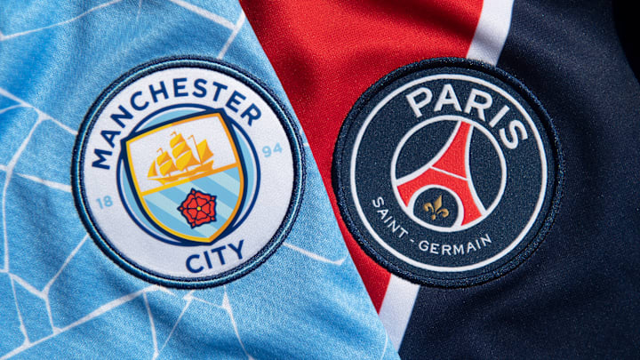 The Club Badges of Manchester City and Paris Saint-Germain