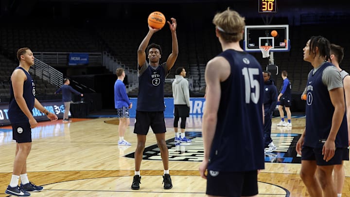 BYU practices in Omaha before their matchup with Duquesne