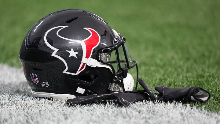 Aug 28, 2026; Charlotte, North Carolina, USA;  A detail view of a Houston Texans helmet before the game against the Carolina Panthers at Bank of America Stadium.  Mandatory Credit: Jim Dedmon-Imagn Images
