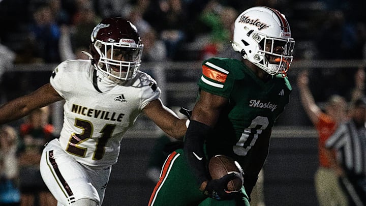 Mosley plays Niceville at Tommy Oliver Stadium in Panama City, Fla., Oct. 11, 2024. Mosley won the Class 5A-District 1 championship game, 37-28. (Tyler Orsburn/News Herald)