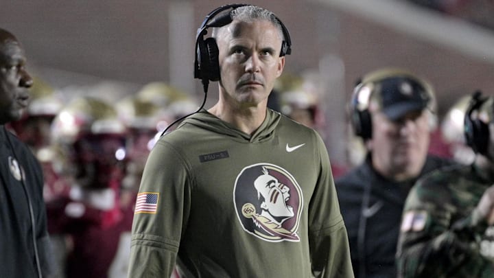 Nov 15, 2025; Tallahassee, Florida, USA; Florida State Seminoles head coach Mike Norvell during the second half against the Virginia Tech Hokies at Doak S. Campbell Stadium. Mandatory Credit: Melina Myers-Imagn Images Nov 15, 2025; Tallahassee, Florida, USA; Florida State Seminoles head coach Mike Norvell during the second half against the Virginia Tech Hokies at Doak S. Campbell Stadium. Mandatory Credit: Melina Myers-Imagn Images