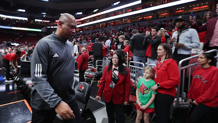 Louisville basketball head coach Kenny Payne walked off the court after their 67-61 loss to Boston