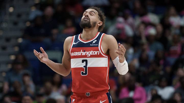 Mar 8, 2026; New Orleans, Louisiana, USA; Washington Wizards guard Trae Young (3) reacts after a three-point basket against the New Orleans Pelicans during the first half at Smoothie King Center. Mandatory Credit: Matthew Hinton-Imagn Images Mar 8, 2026; New Orleans, Louisiana, USA; Washington Wizards guard Trae Young (3) reacts after a three-point basket against the New Orleans Pelicans during the first half at Smoothie King Center. Mandatory Credit: Matthew Hinton-Imagn Images
