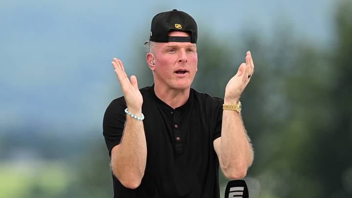 Aug 03, 2026; Latrobe, PA, USA;  Pat McAfee records a segment of The Pat McAfee Show at Pittsburgh Steelers Training camp at Saint Vincent College. Mandatory Credit: Barry Reeger-Imagn Images