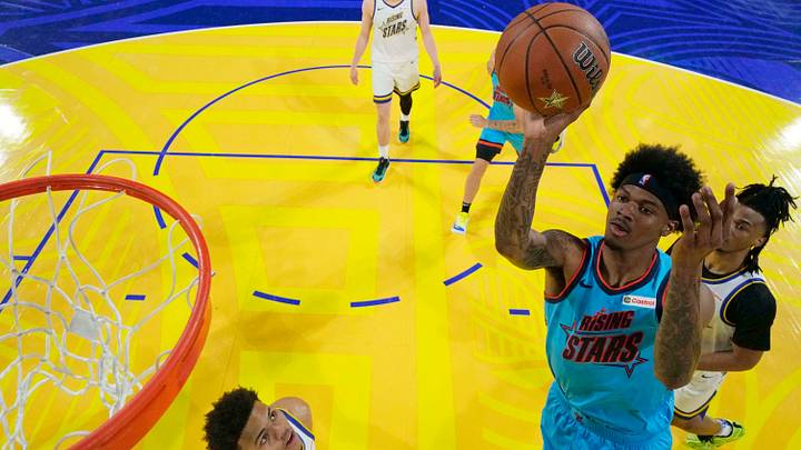 February 14, 2025; San Francisco, California, USA; Team G-League guard Dink Pate (1) of the Mexico City Capitanes shoots the ball against Team C during the 2025 NBA Rising Stars Game at Chase Center. Mandatory Credit: Kyle Terada-Imagn Images February 14, 2025; San Francisco, California, USA; Team G-League guard Dink Pate (1) of the Mexico City Capitanes shoots the ball against Team C during the 2025 NBA Rising Stars Game at Chase Center. Mandatory Credit: Kyle Terada-Imagn Images