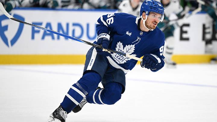 Oct 19, 2026; Toronto, Ontario, CAN; Toronto Maple Leafs forward Jack Roslovic (96) pursues the play against the San Jose Sharks in the third period at Scotiabank Arena. Mandatory Credit: Dan Hamilton-Imagn Images Oct 19, 2026; Toronto, Ontario, CAN; Toronto Maple Leafs forward Jack Roslovic (96) pursues the play against the San Jose Sharks in the third period at Scotiabank Arena. Mandatory Credit: Dan Hamilton-Imagn Images
