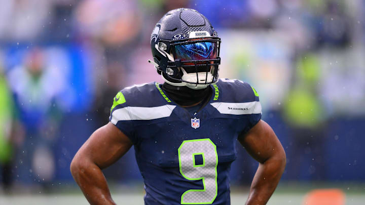 Dec 22, 2024; Seattle, Washington, USA; Seattle Seahawks running back Kenneth Walker III (9) during warmups before the game against the Minnesota Vikings at Lumen Field. Mandatory Credit: Steven Bisig-Imagn Images Dec 22, 2024; Seattle, Washington, USA; Seattle Seahawks running back Kenneth Walker III (9) during warmups before the game against the Minnesota Vikings at Lumen Field. Mandatory Credit: Steven Bisig-Imagn Images