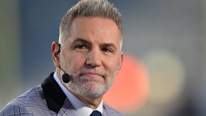 Sep 28, 2026; Chicago, Illinois, USA;  ESPN broadcaster Kurt Warner looks on before the game between Philadelphia Eagles and Chicago Bears at Soldier Field.  Mandatory Credit: Patrick Gorski-Imagn Images