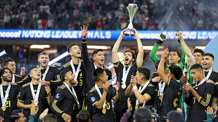Mexico celebrates their Concacaf Nations League title win. Mexico celebrates their Concacaf Nations League title win.