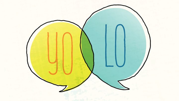 An illustration of speech bubbles featuring once-popular slang.