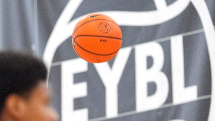 July 16, 2025; North Augusta, South Carolina, USA; Utah Prospects Ikenna Alozie (5) shoots the ball during the Team Durant and Utah Prospects game at the Nike EYBL Peach Jam at Riverview Park Activities Center. Team Durant won 82-74. Mandatory Credit: Katie Goodale - Augusta Chronicle/USA TODAY NETWORK