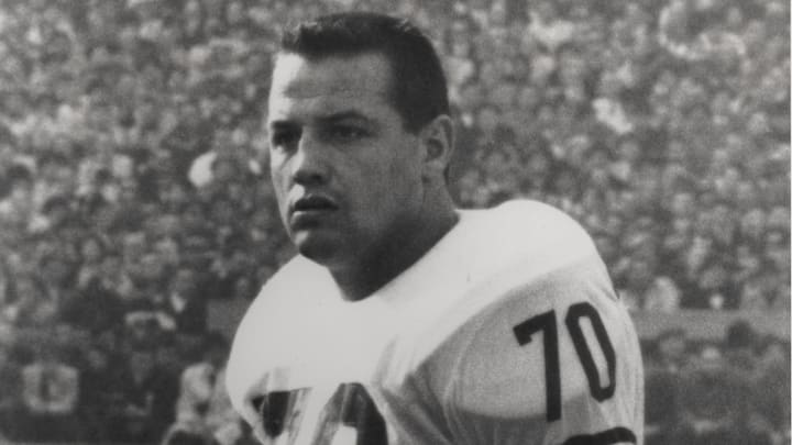 Dec 2, 1962; Los Angeles, CA, USA; FILE PHOTO; New York Giants defensive tackle (70) Sam Huff on the sideline against the Los Angeles Rams.  