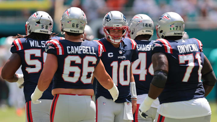 New England Patriots quarterback Drake Maye, New England Patriots offensive tackle Will Campbell