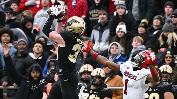 Purdue Boilermakers defensive back Dillon Thieneman (31) intercepts a pass 
