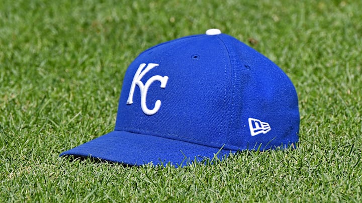 Jul 7, 2018; Kansas City, MO, USA; A genera view of a Kansas City Royals cap on the field, prior to a game against the Boston Red Sox at Kauffman Stadium. Mandatory Credit: Peter G. Aiken/Imagn Images Jul 7, 2018; Kansas City, MO, USA; A genera view of a Kansas City Royals cap on the field, prior to a game against the Boston Red Sox at Kauffman Stadium. Mandatory Credit: Peter G. Aiken/Imagn Images