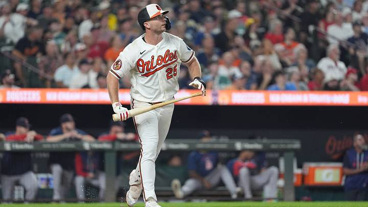 Sep 3, 2026; Baltimore, Maryland, USA; Baltimore Orioles first baseman Pete Alonso (25) watches his home run against the Boston Red Sox during the fourth inning at Oriole Park at Camden Yards. Mandatory Credit: Gregory Fisher-Imagn Images Sep 3, 2026; Baltimore, Maryland, USA; Baltimore Orioles first baseman Pete Alonso (25) watches his home run against the Boston Red Sox during the fourth inning at Oriole Park at Camden Yards. Mandatory Credit: Gregory Fisher-Imagn Images