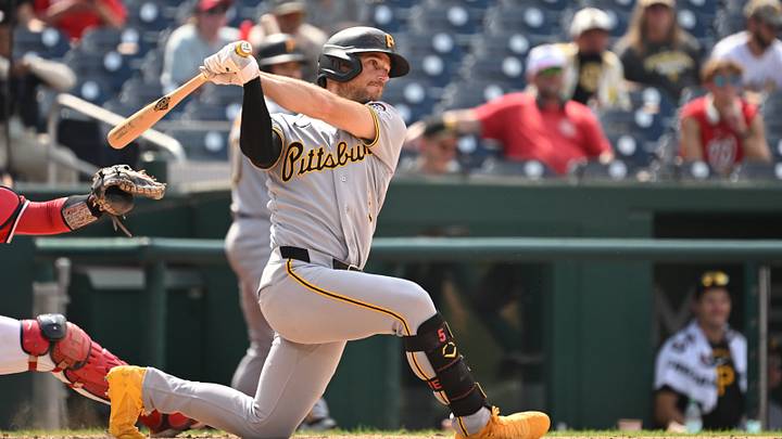 Jul 5, 2026; Washington, District of Columbia, USA; Pittsburgh Pirates second baseman Brandon Lowe (5) watches the ball go over the outfield wall for a home run against the Washington Nationals during the eighth inning at Nationals Park. Mandatory Credit: Rafael Suanes-Imagn Images Jul 5, 2026; Washington, District of Columbia, USA; Pittsburgh Pirates second baseman Brandon Lowe (5) watches the ball go over the outfield wall for a home run against the Washington Nationals during the eighth inning at Nationals Park. Mandatory Credit: Rafael Suanes-Imagn Images