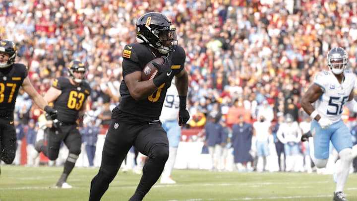 Washington Commanders running back Brian Robinson Jr. is a great bet to find the end zone this week. 