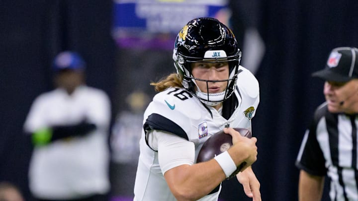 Oct 19, 2023; New Orleans, Louisiana, USA; Jacksonville Jaguars quarterback Trevor Lawrence (16)