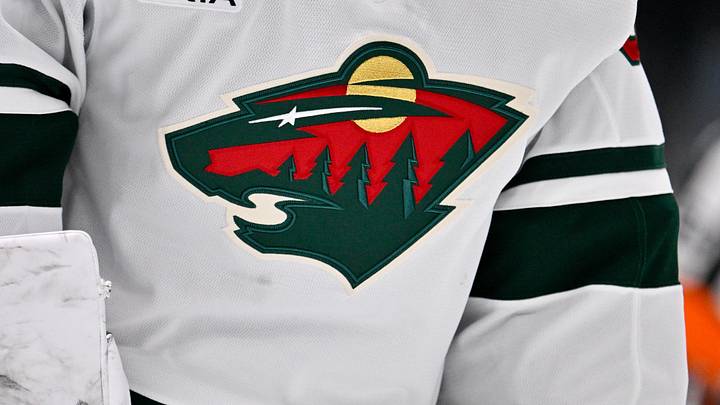 Oct 14, 2025; Dallas, Texas, USA; A view of the Minnesota Wild logo during the game between the Dallas Stars and the Minnesota Wild at American Airlines Center. Oct 14, 2025; Dallas, Texas, USA; A view of the Minnesota Wild logo during the game between the Dallas Stars and the Minnesota Wild at American Airlines Center.