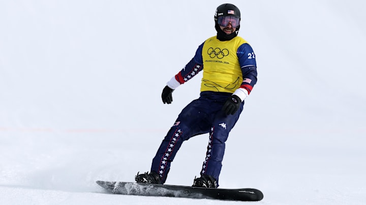 44-year-old Nick Baumgartner had an inspirational message after finishing seventh in the snowboard cross.