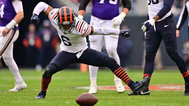 Kyler Gordon celebrates a defensive stop against the Vikings. Gordon's upcoming contract extension could be tougher to achieve.