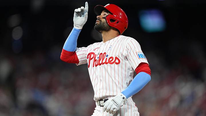 Jun 21, 2026; Philadelphia, Pennsylvania, USA; Philadelphia Phillies outfielder Derek Hill (49) reacts after hitting a single against the New York Mets in the sixth inning at Citizens Bank Park. Jun 21, 2026; Philadelphia, Pennsylvania, USA; Philadelphia Phillies outfielder Derek Hill (49) reacts after hitting a single against the New York Mets in the sixth inning at Citizens Bank Park.