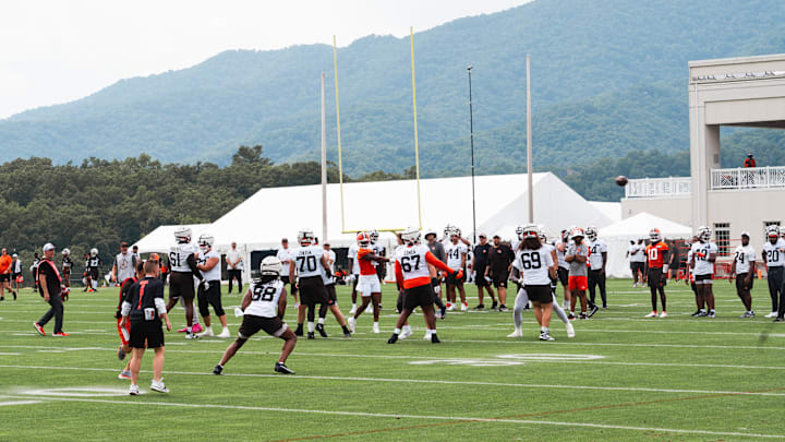 The Browns practice from the Greenbrier Resort in White Sulphur Springs W. Va. on Day 2 of training camp