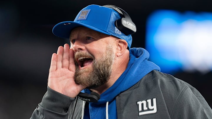 New York Giants head coach Brian Daboll shouts during a Thursday Night Football game between the New York Giants and the Philadelphia Eagles at MetLife Stadium in East Rutherford on Oct. 9, 2025.