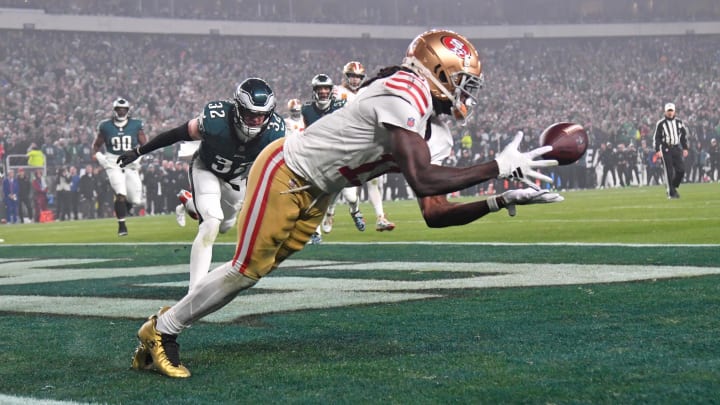 Aiyuk is waiting on a contract extension after catching 75 passes for 1,342 yards and seven touchdowns in 2023.