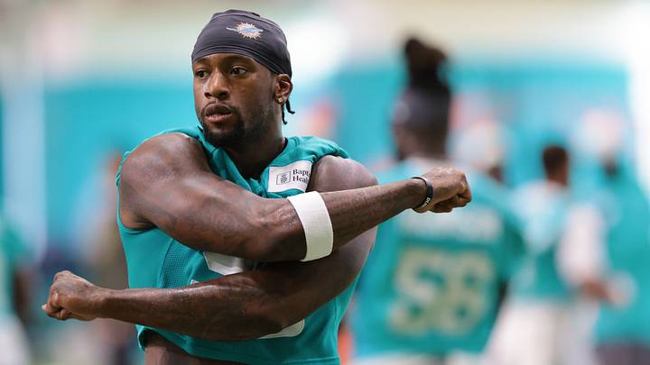 Miami Dolphins edge Clelin Ferrell (98) works during practice at Baptist Health Training Complex. Miami Dolphins edge Clelin Ferrell (98) works during practice at Baptist Health Training Complex.