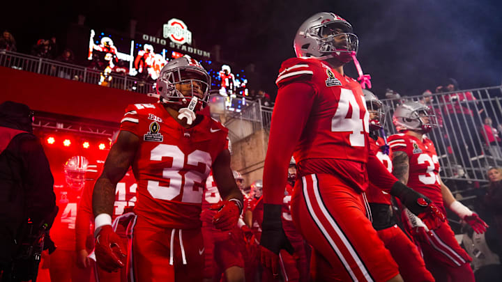 Ohio State Buckeyes takes the field before the game against the Tennessee Volunteers at Ohio Stadium on Saturday, Dec. 21, 2024 in Columbus, Ohio. Ohio State Buckeyes takes the field before the game against the Tennessee Volunteers at Ohio Stadium on Saturday, Dec. 21, 2024 in Columbus, Ohio.