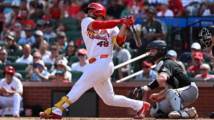 Sep 13, 2026; St. Louis, Missouri, USA;  St. Louis Cardinals catcher Ivan Herrera (48) at bat against the Chicago White Sox during the sixth inning at Busch Stadium.  Mandatory Credit: Jeff Le-Imagn Images