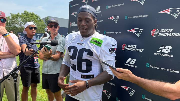 New England Patriots running back Terrell Jennings speaks to the media after the team's 13th training camp practice. New England Patriots running back Terrell Jennings speaks to the media after the team's 13th training camp practice.
