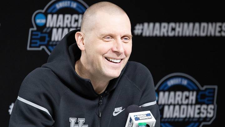 Mar 27, 2025; Indianapolis, IN, USA; Kentucky Wildcats head coach Mark Pope talks to the media during practice day at Lucas Oil Stadium. Mandatory Credit: Trevor Ruszkowski-Imagn Images