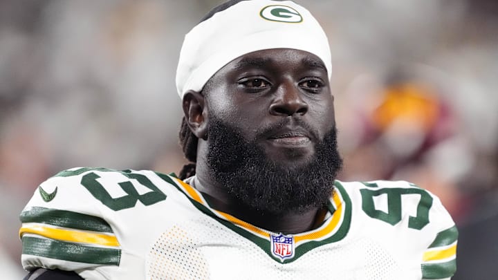 Green Bay Packers defensive lineman Nazir Stackhouse (93) during the game against the Washington Commanders at Lambeau Field. 