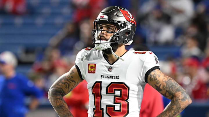 Oct 26, 2023; Orchard Park, New York, USA; Tampa Bay Buccaneers wide receiver Mike Evans (13) warms