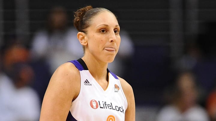 Sep 29, 2013; Phoenix, AZ, USA; Phoenix Mercury guard Diana Taurasi (3) walks on the court during the game against the Minnesota Lynx at US Airways Center. The Lynx defeated the Mercury 72-65. Mandatory Credit: Jennifer Stewart-Imagn Images