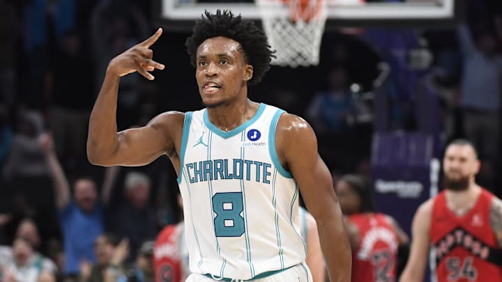 Jan 7, 2026; Charlotte, North Carolina, USA; Charlotte Hornets guard Collin Sexton (8) reacts after scoring during the second half against the Toronto Raptors at the Spectrum Center. Mandatory Credit: Sam Sharpe-Imagn Images Jan 7, 2026; Charlotte, North Carolina, USA; Charlotte Hornets guard Collin Sexton (8) reacts after scoring during the second half against the Toronto Raptors at the Spectrum Center. Mandatory Credit: Sam Sharpe-Imagn Images