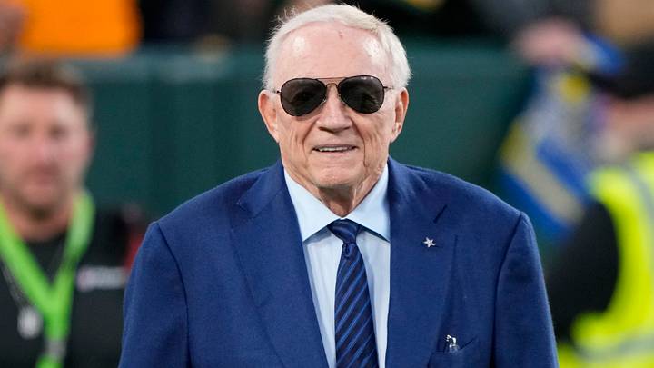 Dallas Cowboys owner Jerry Jones during warmups prior to the game against the Green Bay Packers at Lambeau Field. Mandatory Credit: Jeff Hanisch-Imagn Images