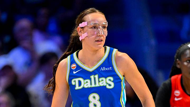 Arlington, Texas, USA; Dallas Wings forward Alanna Smith (8) looks on during the game between the Wings and the Dream at College Park Center on May 12, 2026. Arlington, Texas, USA; Dallas Wings forward Alanna Smith (8) looks on during the game between the Wings and the Dream at College Park Center on May 12, 2026.