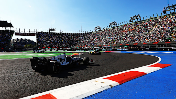 Yuki Tsunoda of Japan driving the (22) Scuderia AlphaTauri AT04 on track during the F1 Grand Prix of Mexico at Autodromo Hermanos Rodriguez on October 29, 2023 in Mexico City, Mexico. (Photo by Mark Thompson/Getty Images)