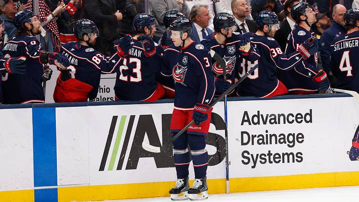 Mar 29, 2026; Columbus, Ohio, USA; Columbus Blue Jackets center Charlie Coyle (3) celebrates his goal against the Boston Bruins during the first period at Nationwide Arena. Mandatory Credit: Russell LaBounty-Imagn Images Mar 29, 2026; Columbus, Ohio, USA; Columbus Blue Jackets center Charlie Coyle (3) celebrates his goal against the Boston Bruins during the first period at Nationwide Arena. Mandatory Credit: Russell LaBounty-Imagn Images