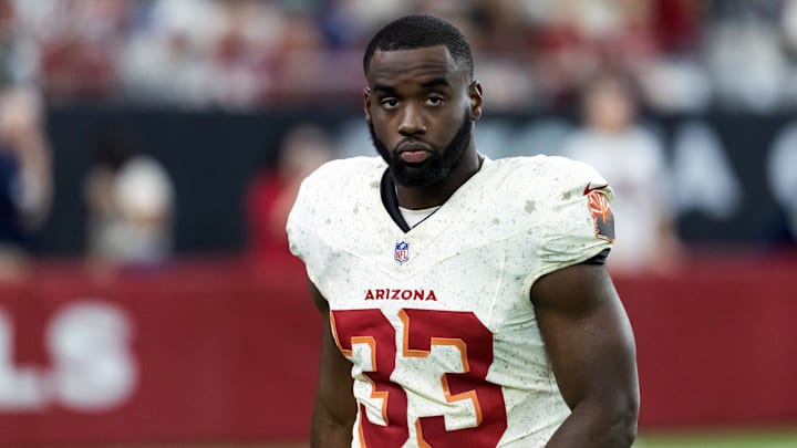 Sep 25, 2025; Glendale, Arizona, USA; Arizona Cardinals running back Trey Benson (33) against the Seattle Seahawks at State Farm Stadium. Mandatory Credit: Mark J. Rebilas-Imagn Images Sep 25, 2025; Glendale, Arizona, USA; Arizona Cardinals running back Trey Benson (33) against the Seattle Seahawks at State Farm Stadium. Mandatory Credit: Mark J. Rebilas-Imagn Images