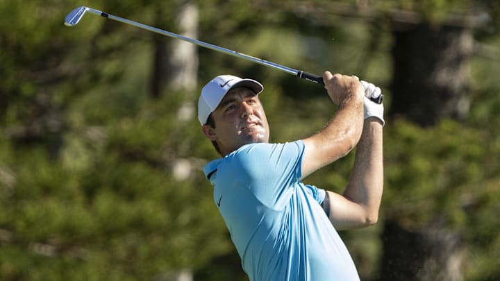 January 8, 2023; Maui, Hawaii, USA; Scottie Scheffler hits his tee shot on the second hole during