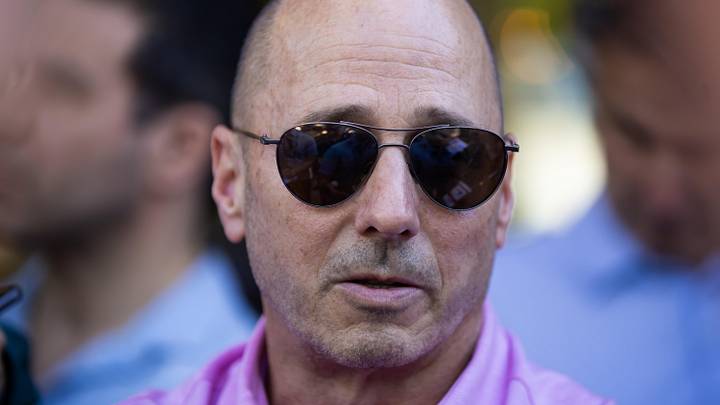 Brian Cashman speaks to the media during the MLB General Manager's Meetings at Omni Scottsdale Resort & Spa.